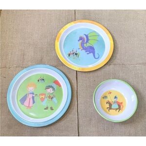 Citrus Grove Fairytale Melamine Plate Set Kids Dinnerware Fantasy Whimsical